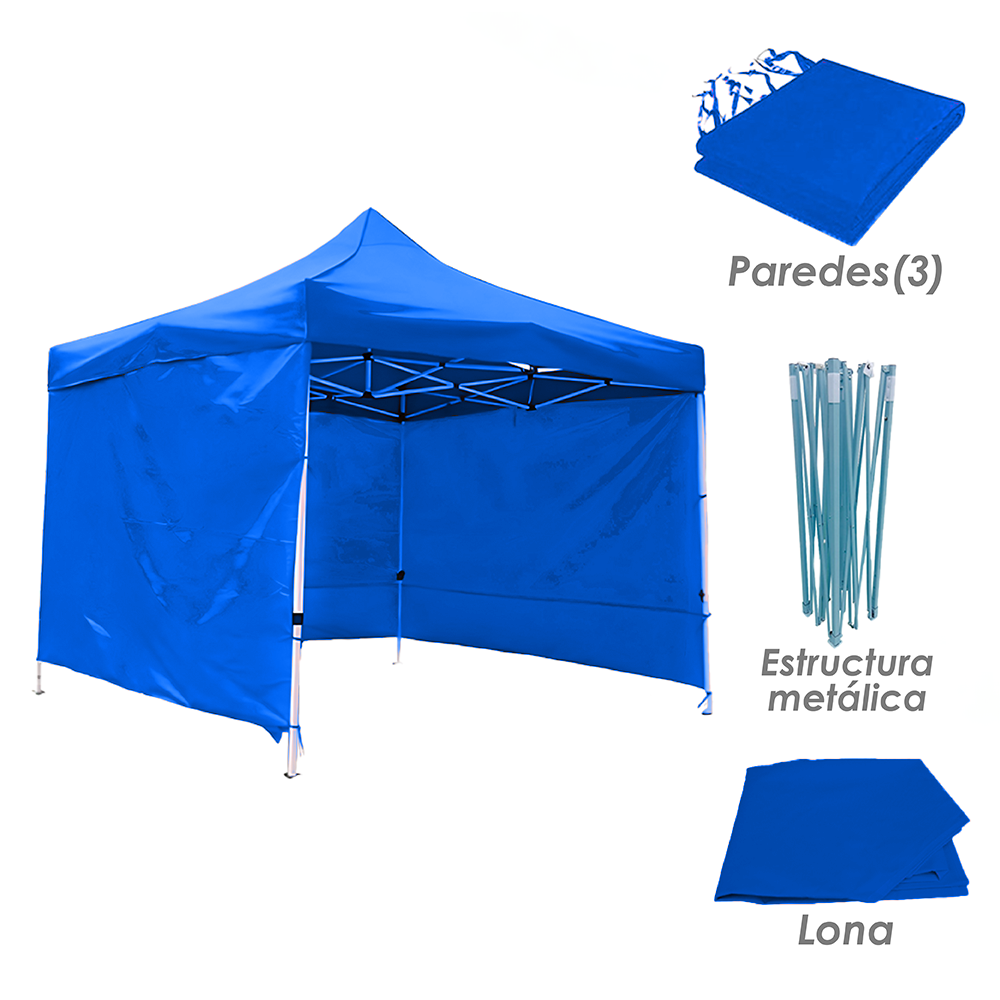 Toldo Plegable con Paredes 2x2 Azul