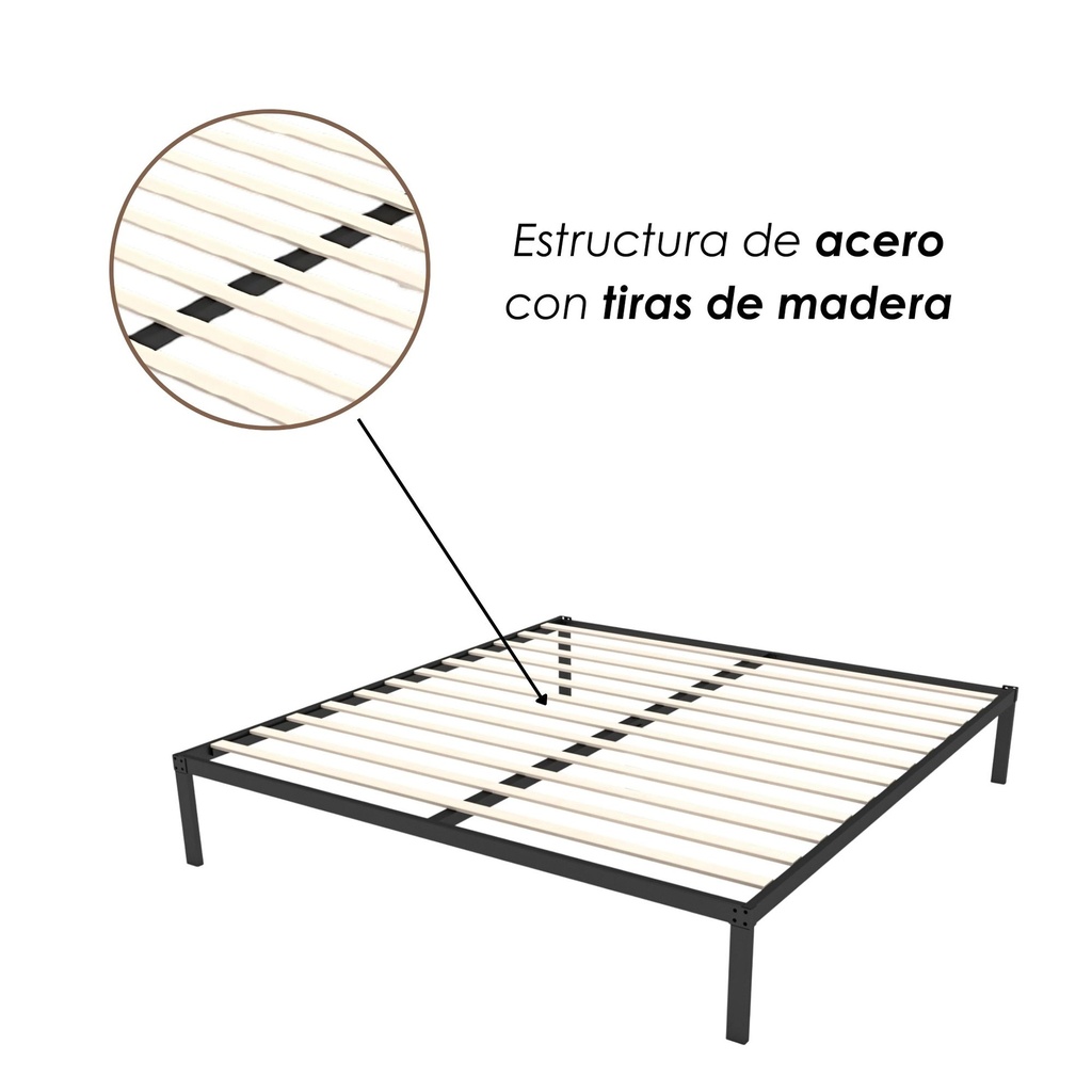Base de Cama-Ind de Madera Matrimonial