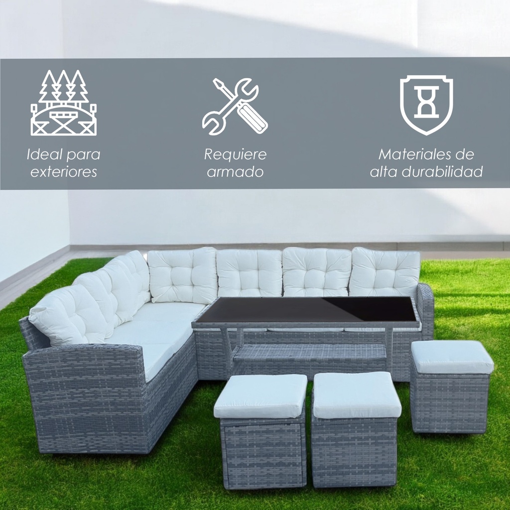 Sala Comedor para jardín Esquinera color Gris