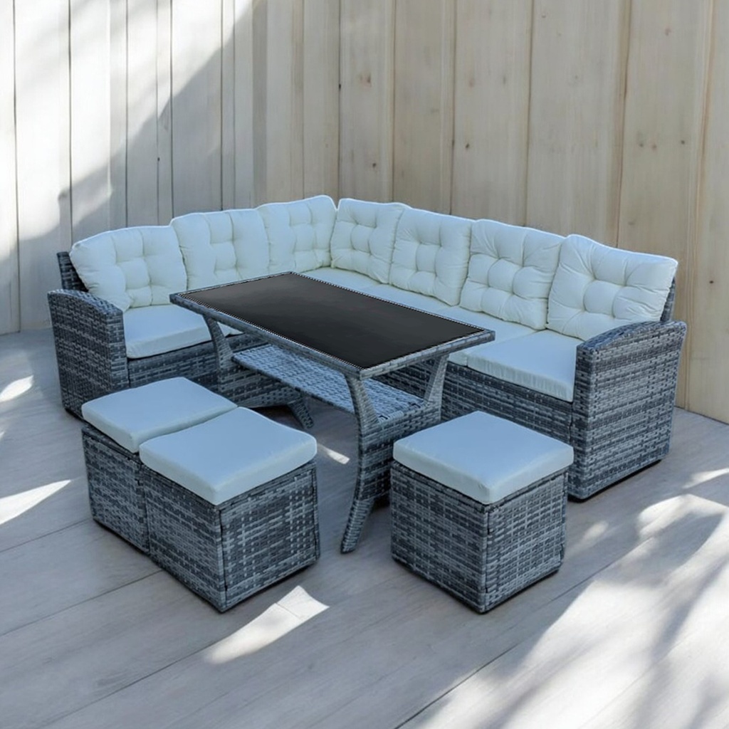 Sala Comedor para jardín Esquinera color Gris