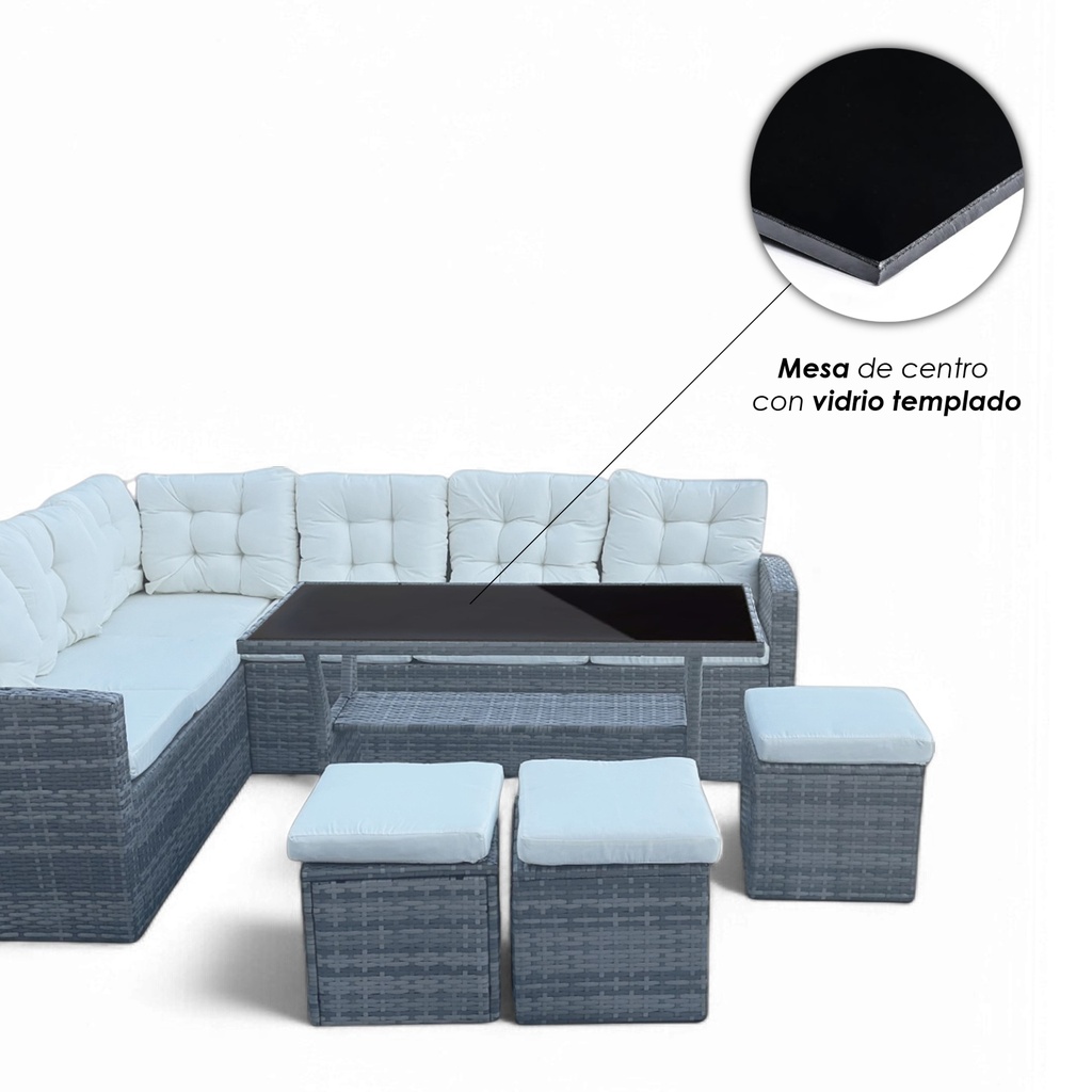 Sala Comedor para jardín Esquinera color Gris