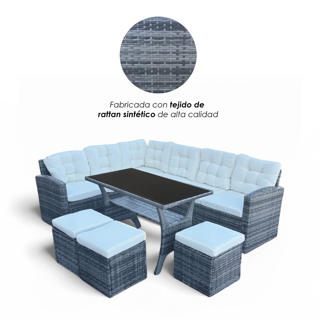 Sala Comedor para jardín Esquinera color Gris