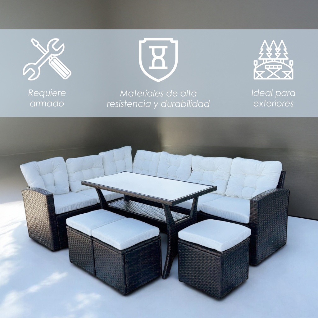 Sala Comedor para jardín Esquinera Ilios Innova color café