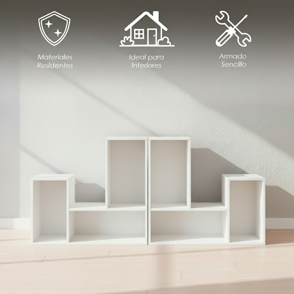 Kit de 2 Librero Modular de 3 cubos Blanco  