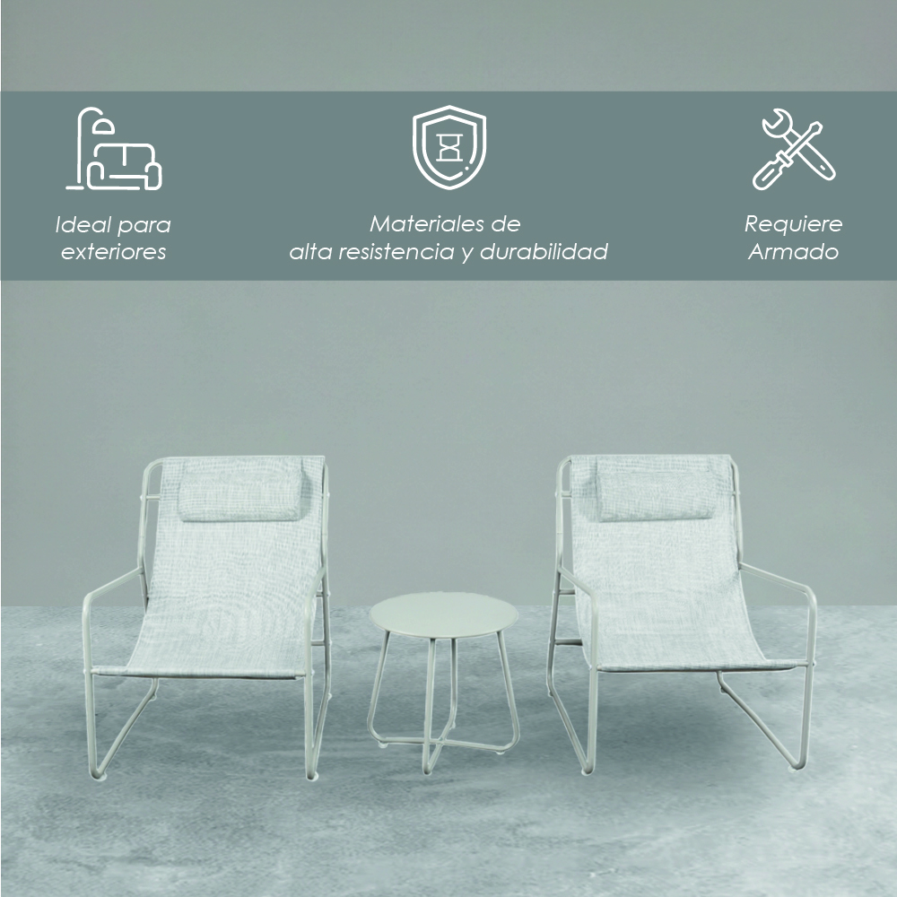 Sala de jardín de 3 pzs Blanco