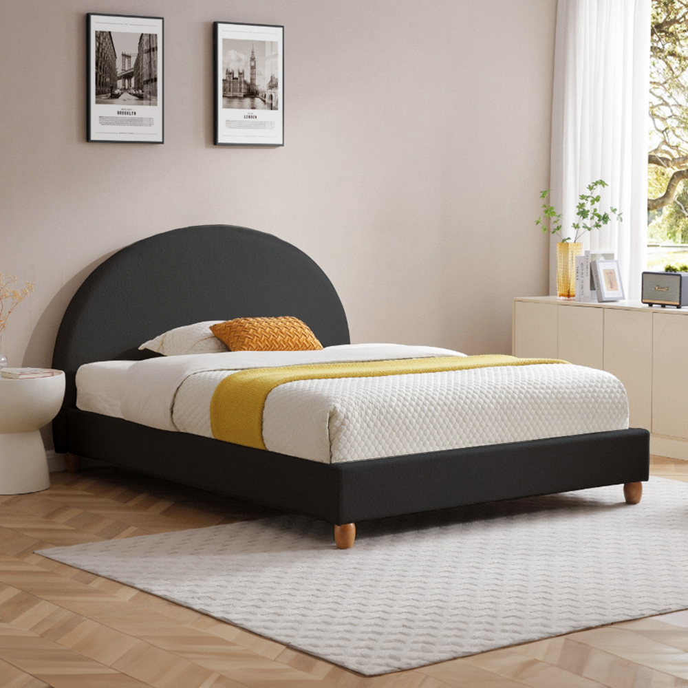 Base Con Cabecera Cama-9572 de Madera King Color Negro
