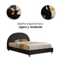 Base Con Cabecera Cama-9572 de Madera Matrimonial Color Negro