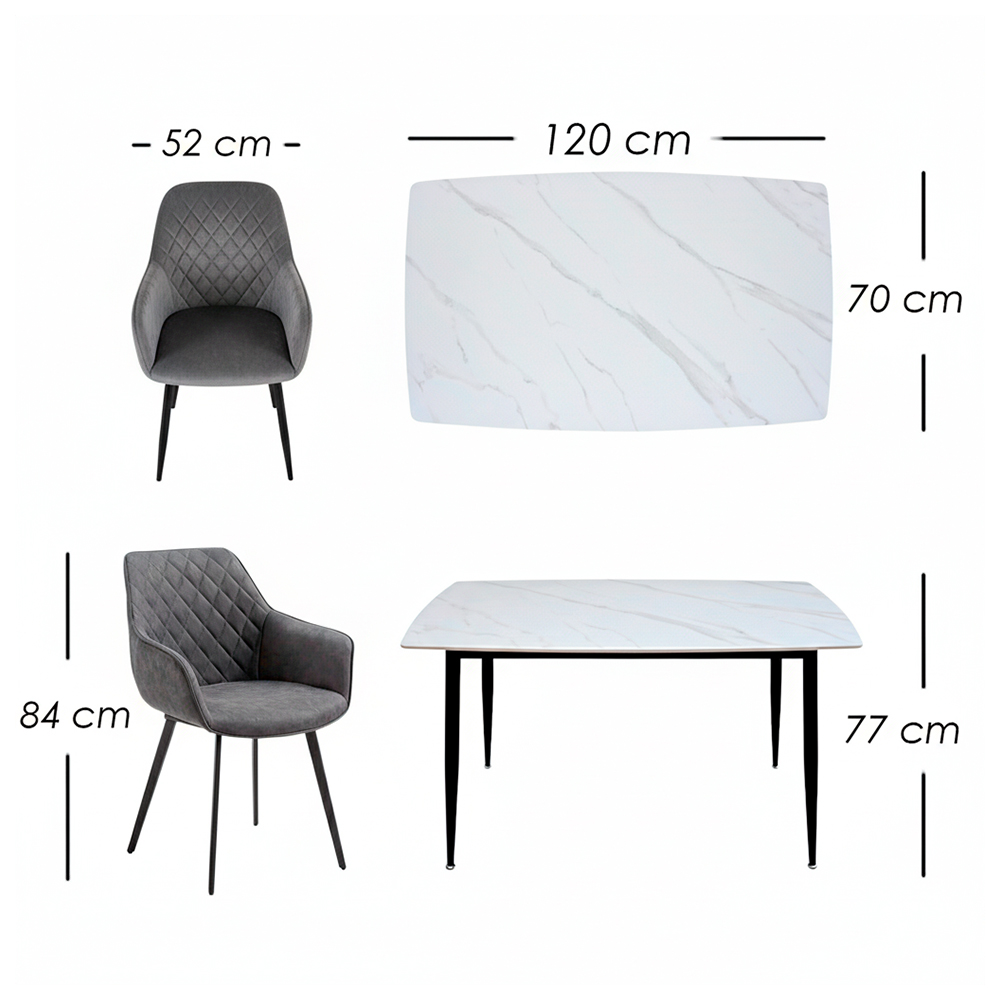 Comedor de Mármol con Sillas Grises