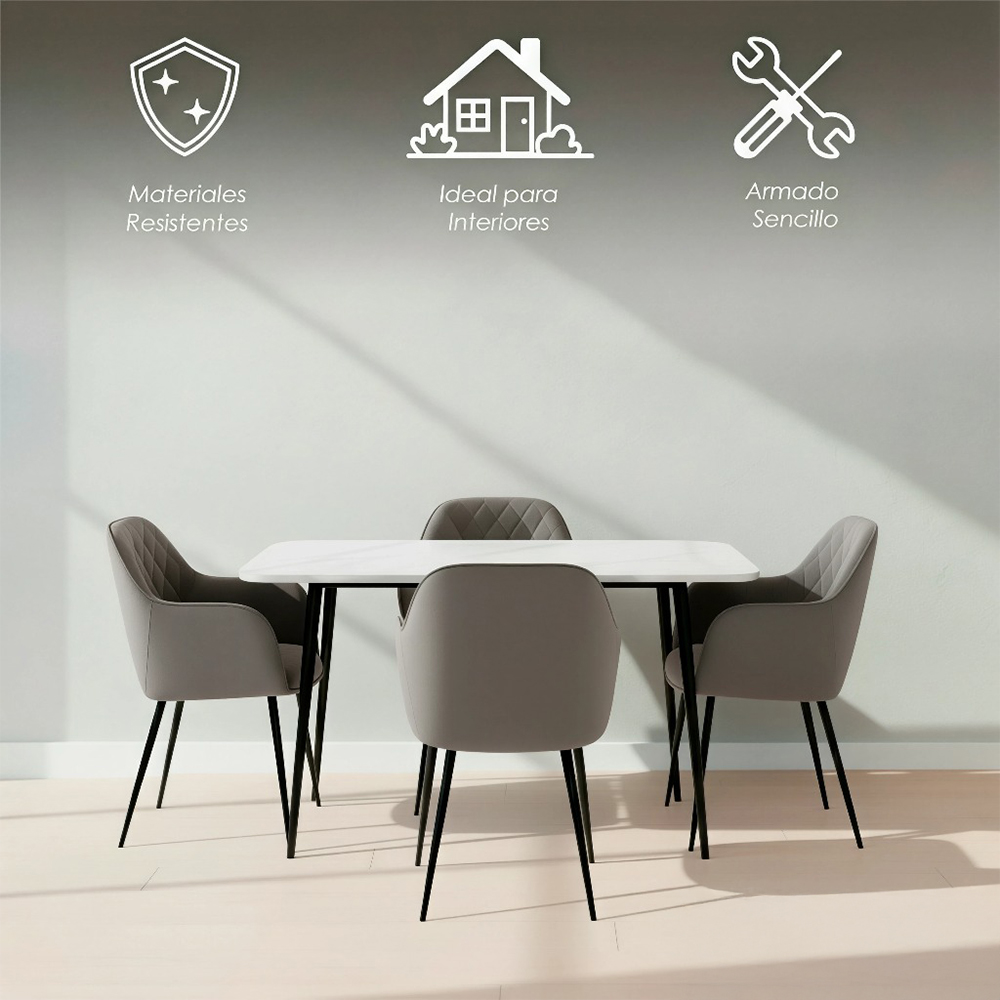 Comedor de Mármol con Sillas Grises