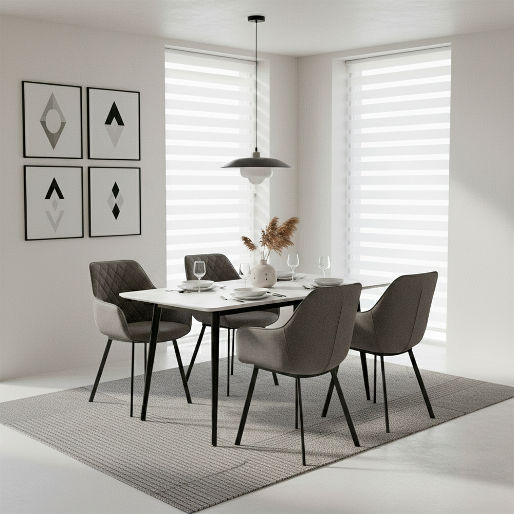 Comedor de Mármol con Sillas Grises