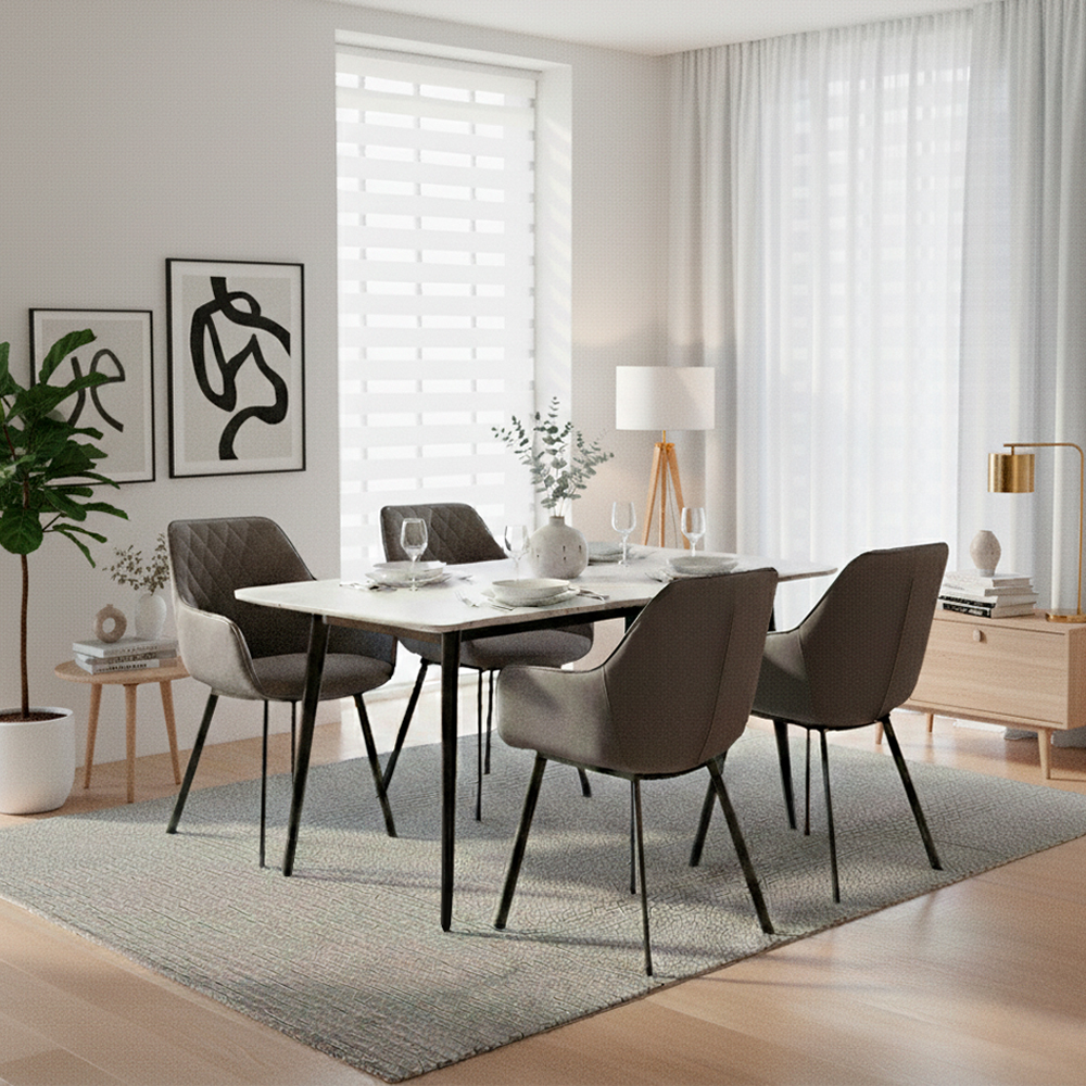 Comedor de Mármol con Sillas Grises