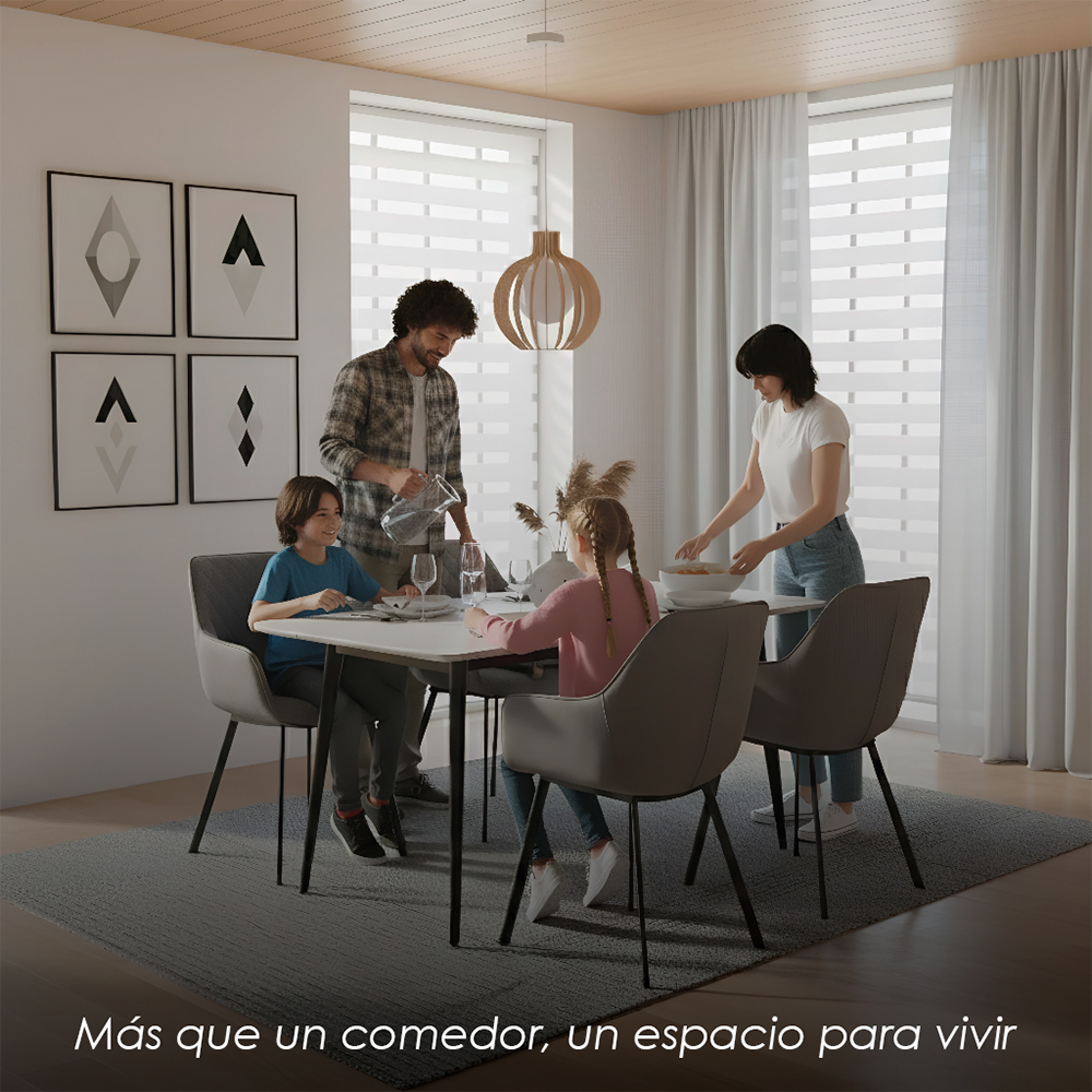 Comedor de Mármol con Sillas Grises