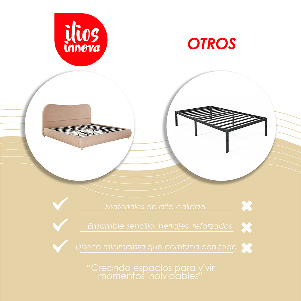 Base con Cabecera 3861 Beige King Size