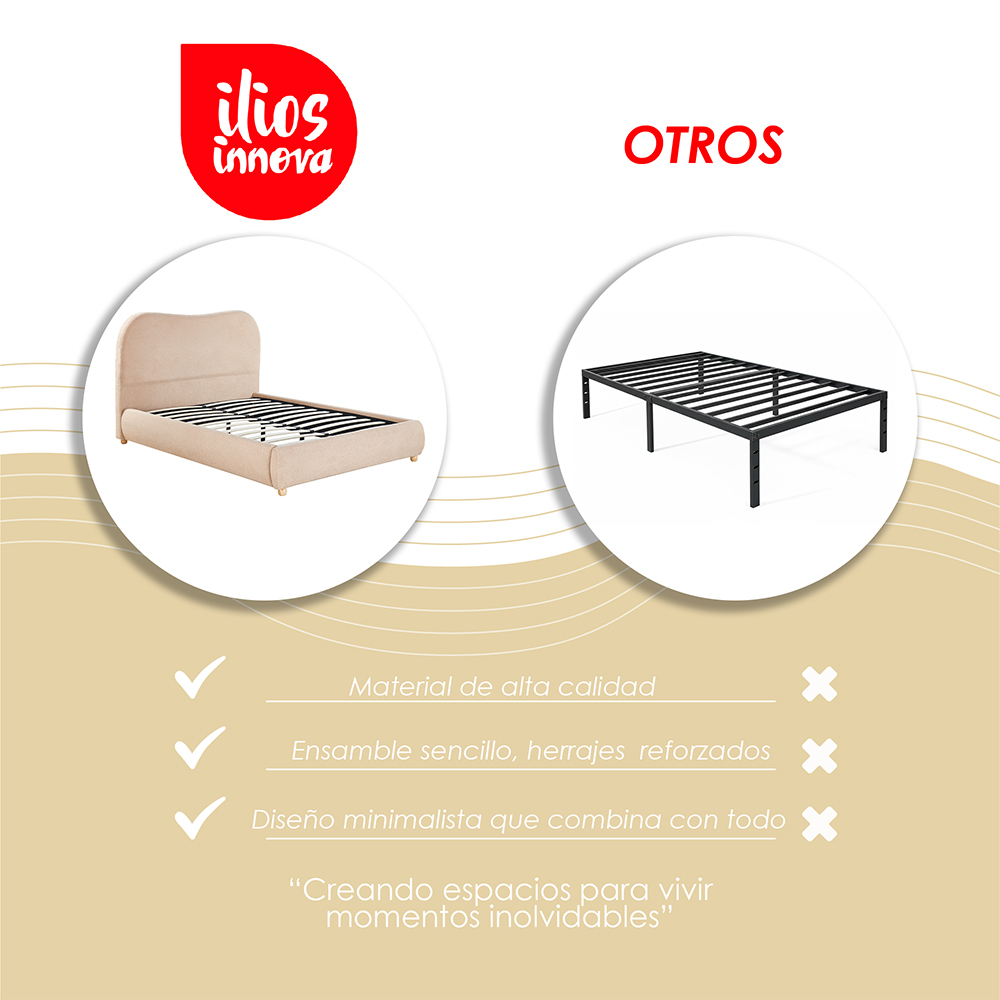 Base con Cabecera 3861 Beige Matrimonial