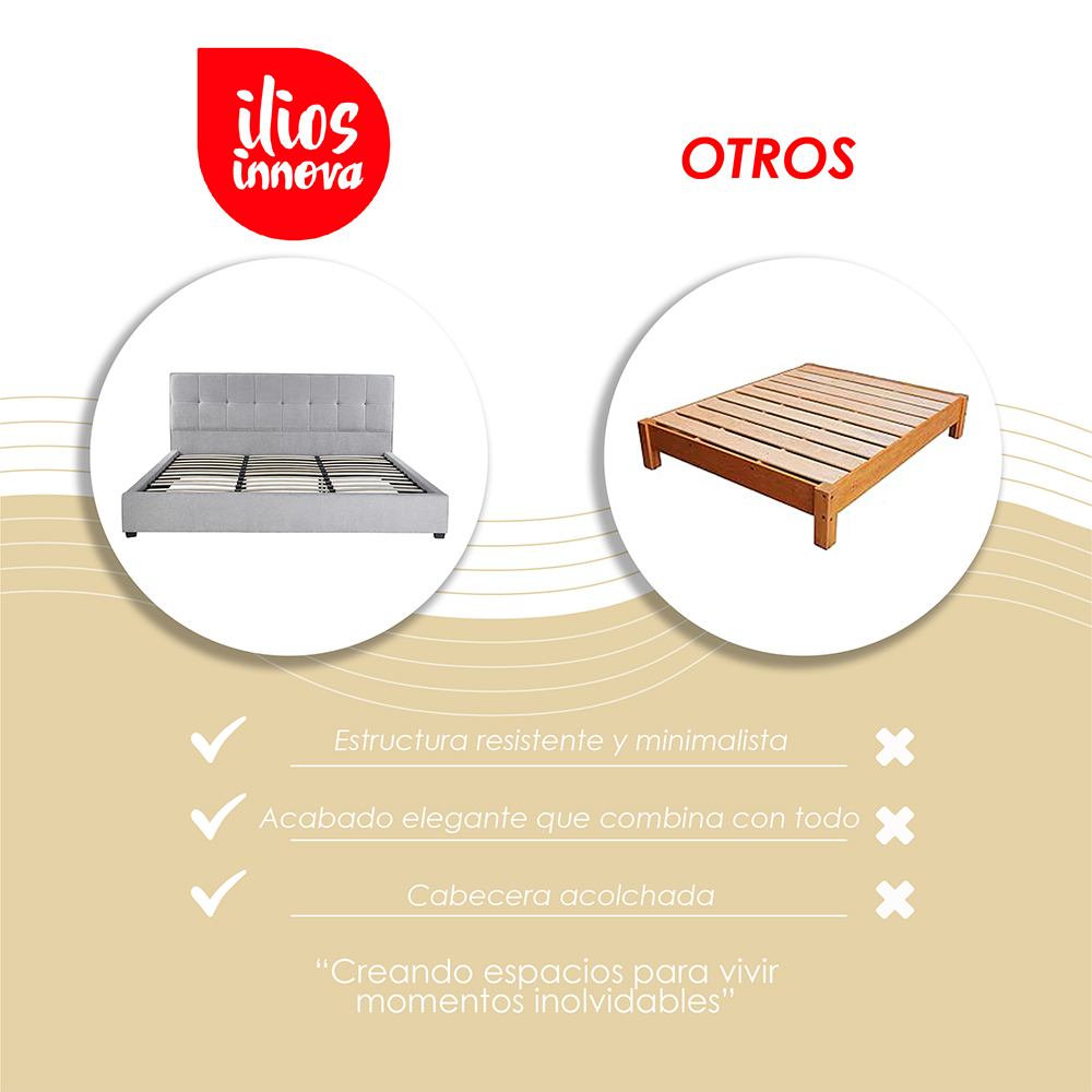 Base con Cabecera 5460 Gris King Size 