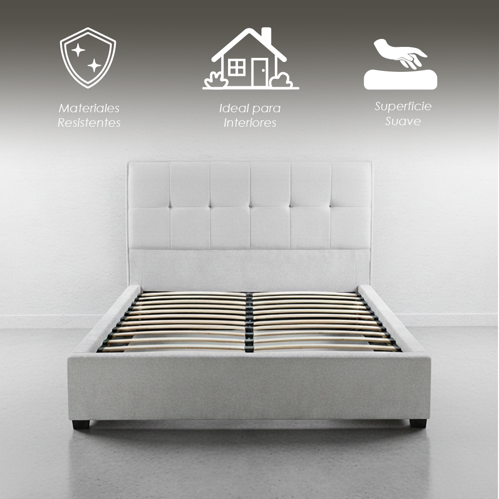 Base con Cabecera 5460 Gris Matrimonial