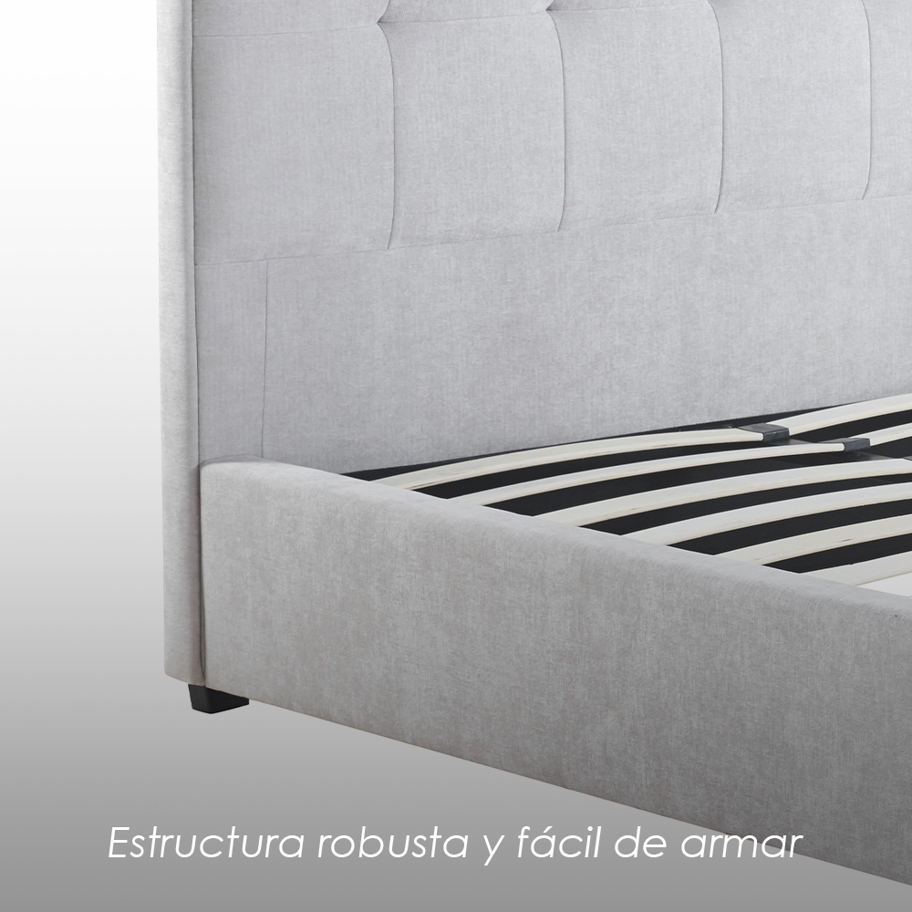 Base con Cabecera 5460 Gris Matrimonial