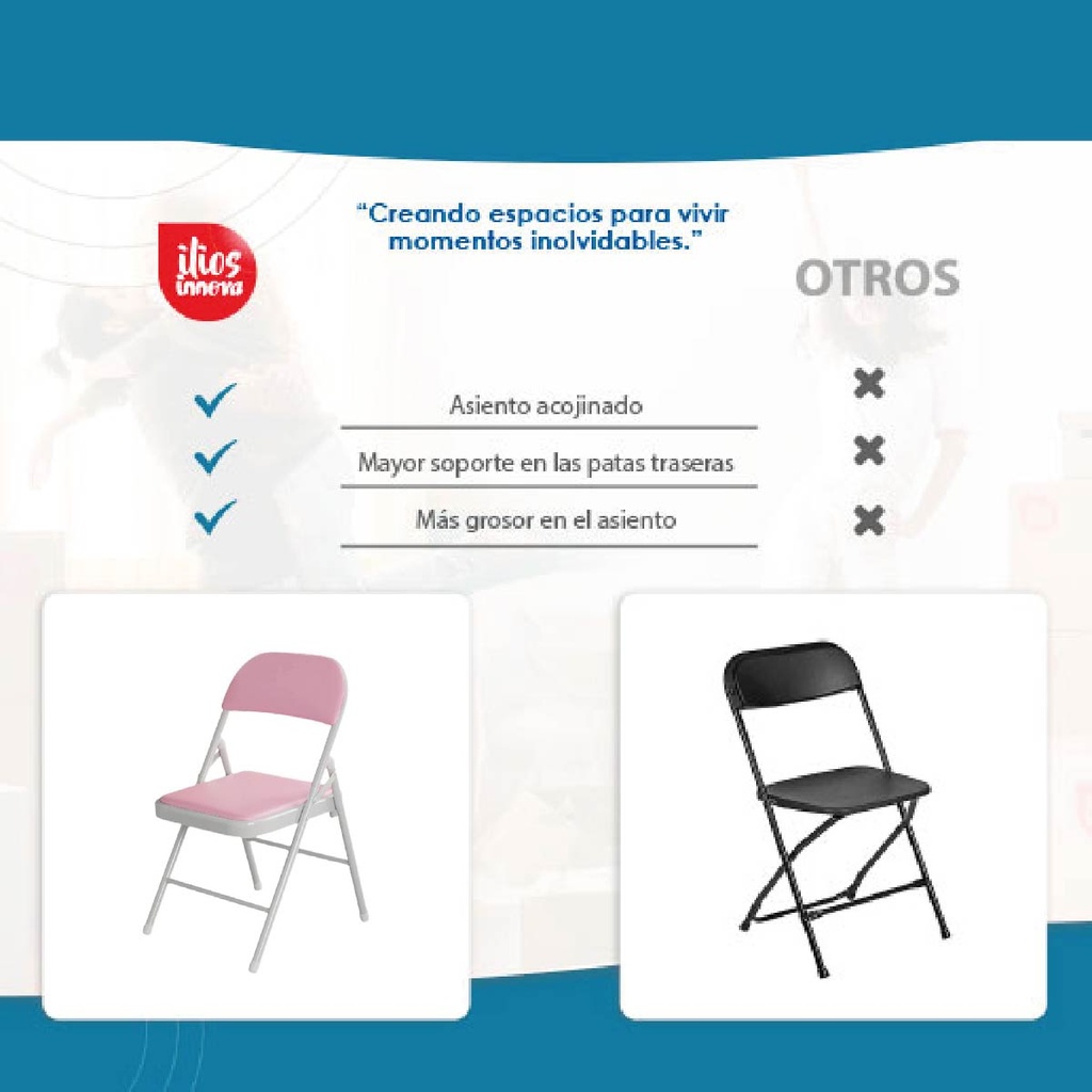 4 Sillas Plegables Rosa