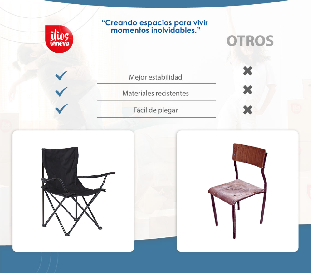 4 Sillas plegables impermeables con funda y portavasos Negro