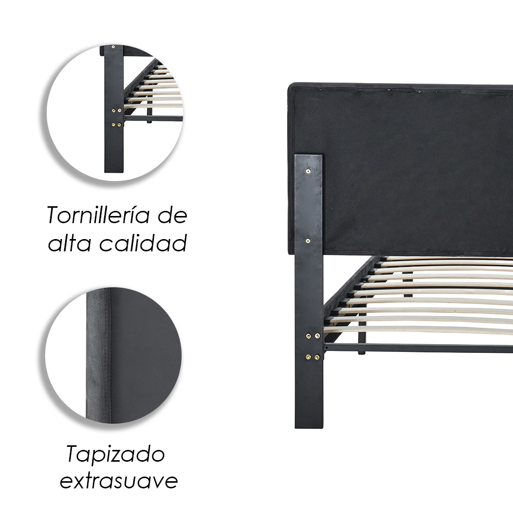 Base con Cabecera 5465 Negro King Size