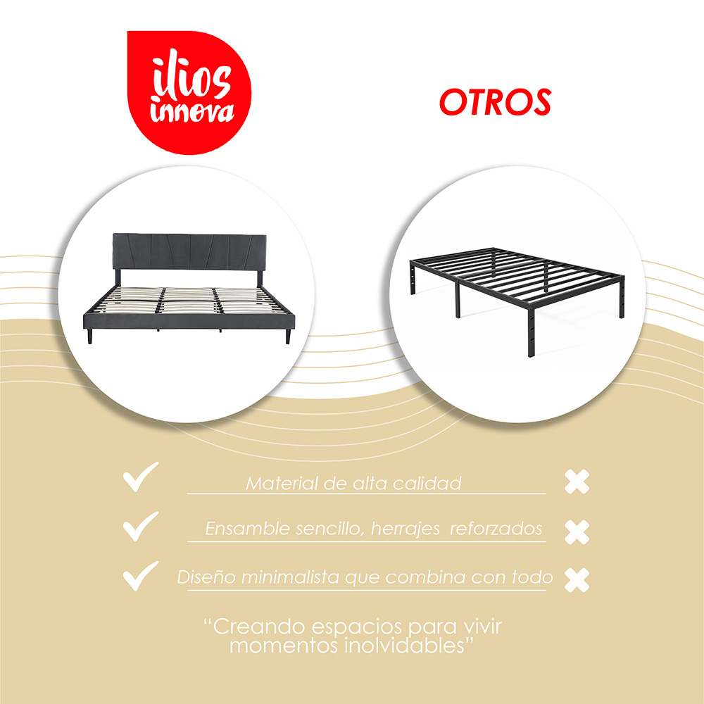 Base con Cabecera 5465 Negro King Size