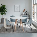 Mesa Comedor Redonda Oslo blanca con 4 sillas Rolet