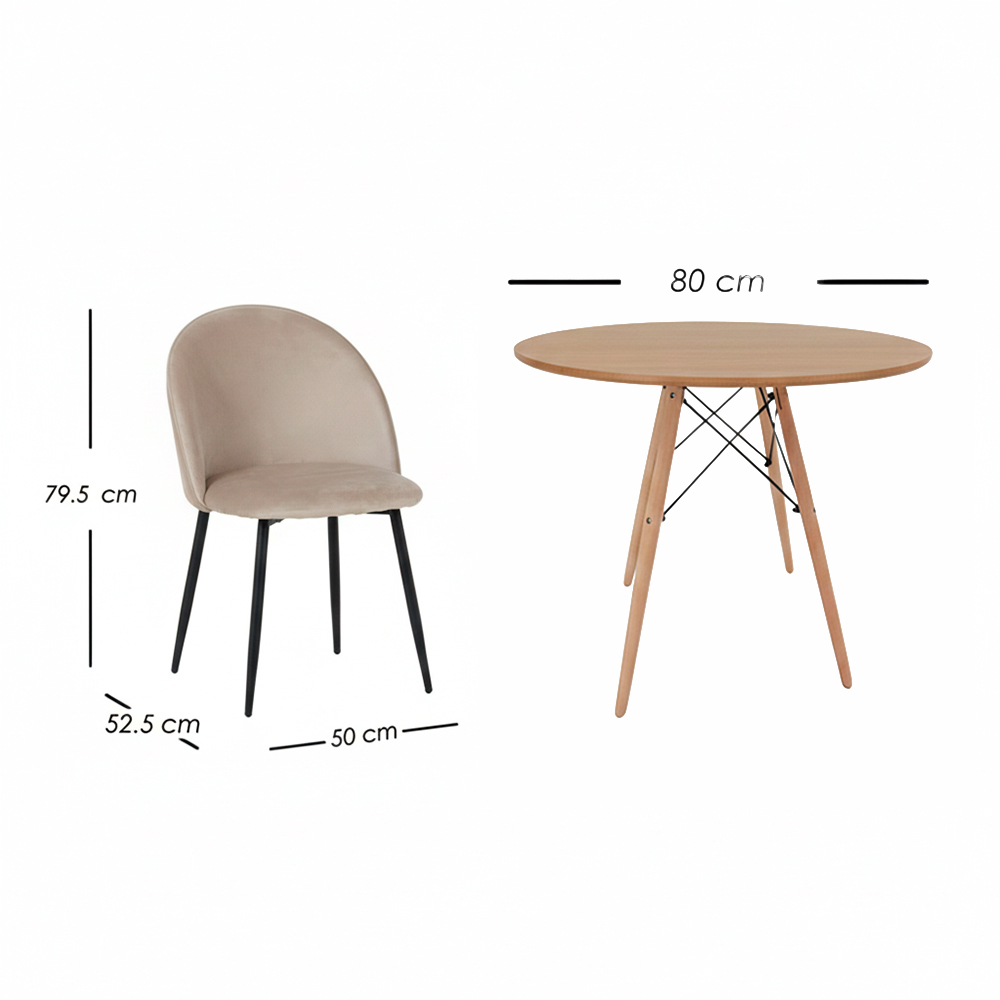 Mesa Comedor Redonda Oslo Madera con 4 sillas Rolet