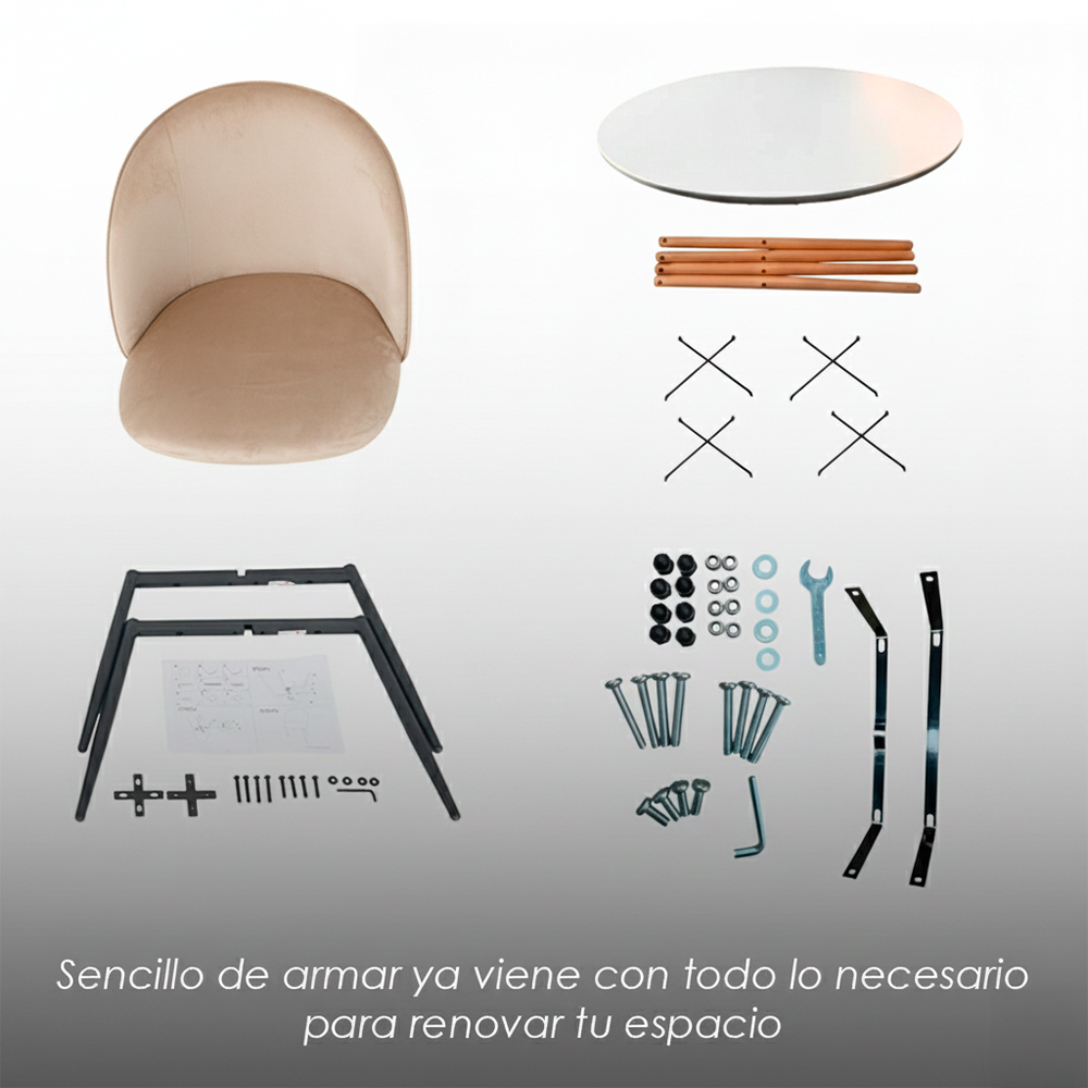 Mesa Comedor Redonda Oslo Madera con 4 sillas Rolet