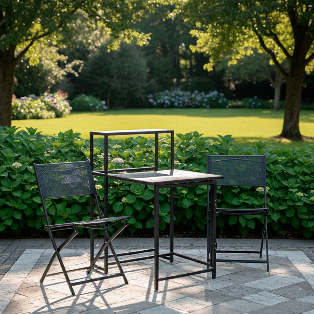 Set Terraza Plegable Mesa y 2 Sillas