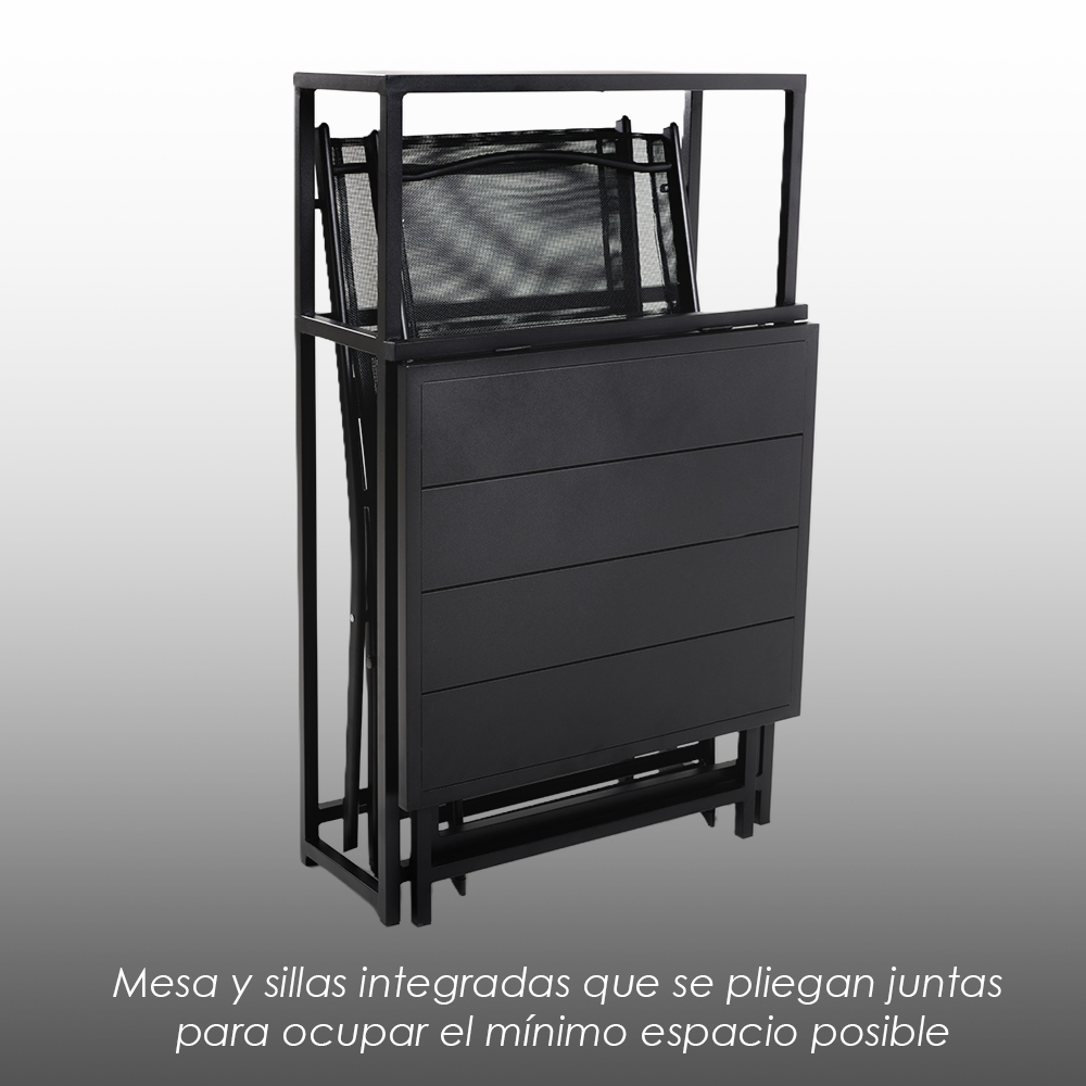 Set Terraza Plegable Mesa y 2 Sillas