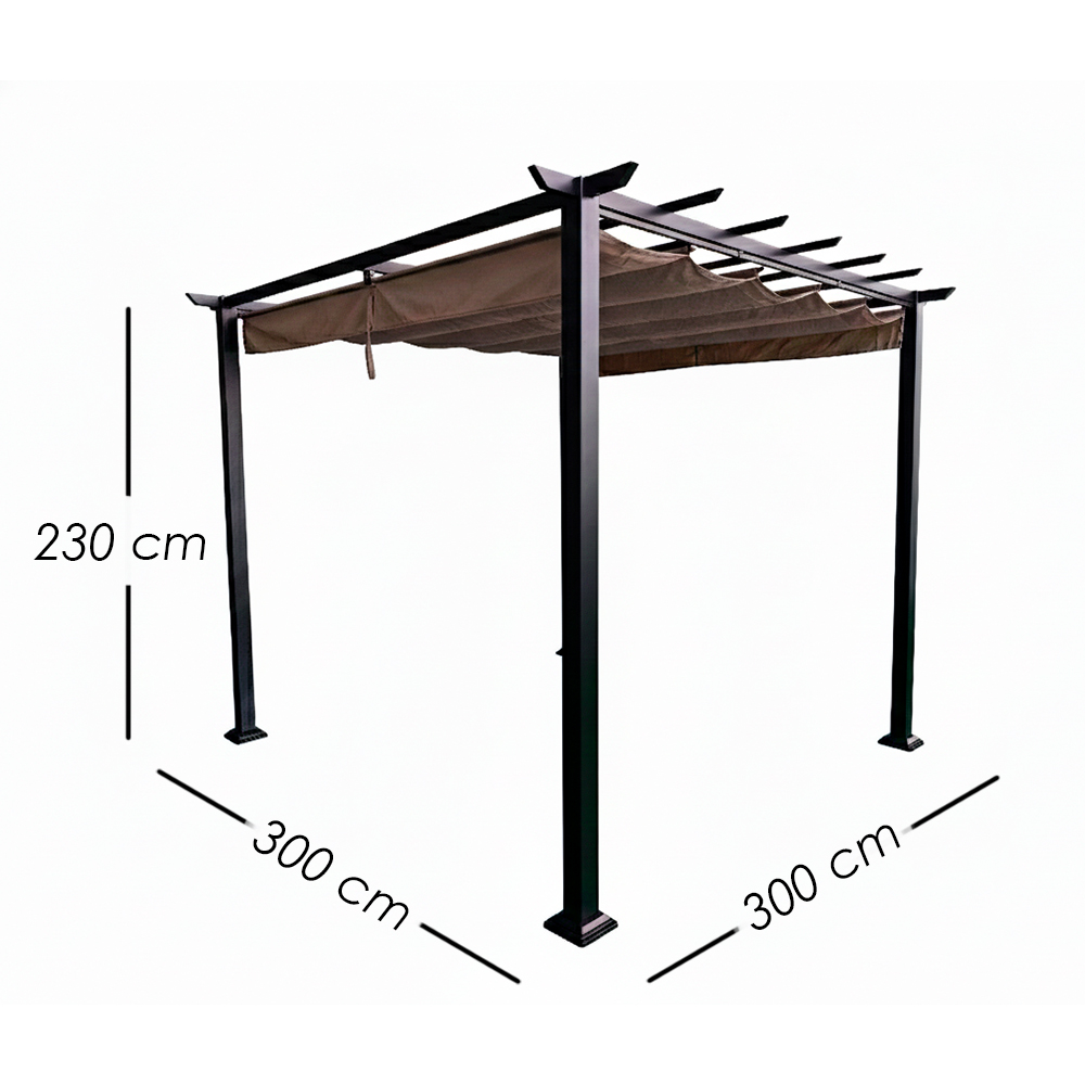 Pérgola de Jardín 3x3m con Techo Retráctil