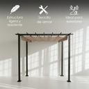 Pérgola de Jardín 3x3m con Techo Retráctil
