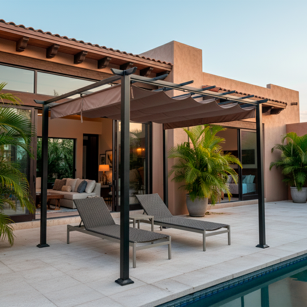 Pérgola de Jardín 3x3m con Techo Retráctil