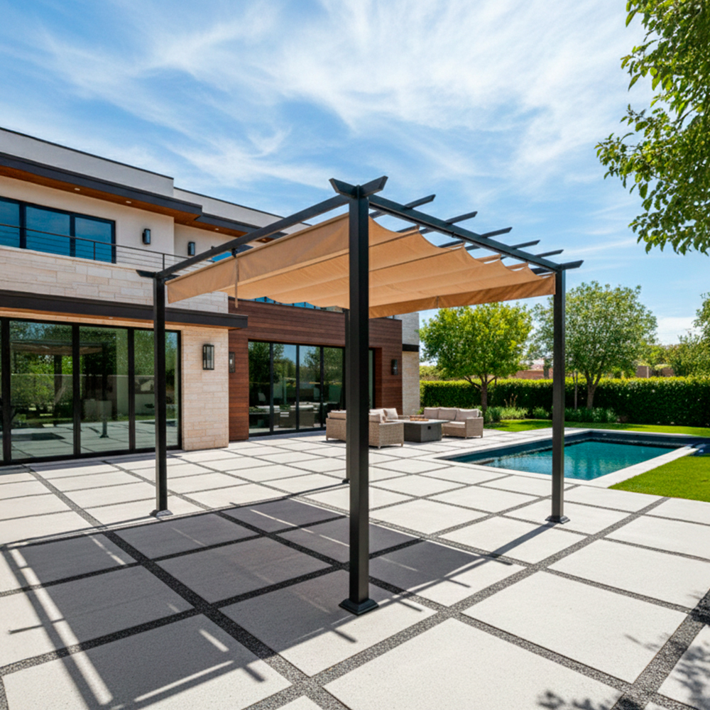 Pérgola de Jardín 3x3m con Techo Retráctil