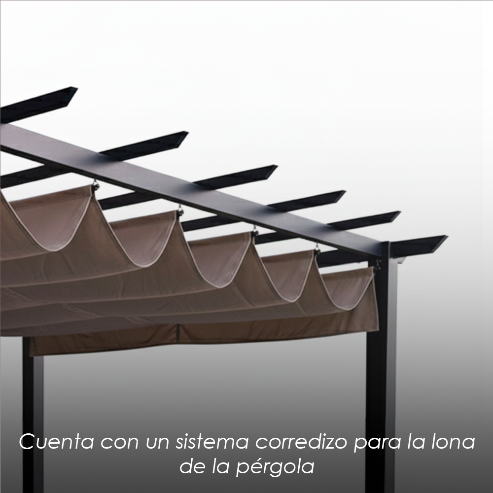 Pérgola de Jardín 3x3m con Techo Retráctil