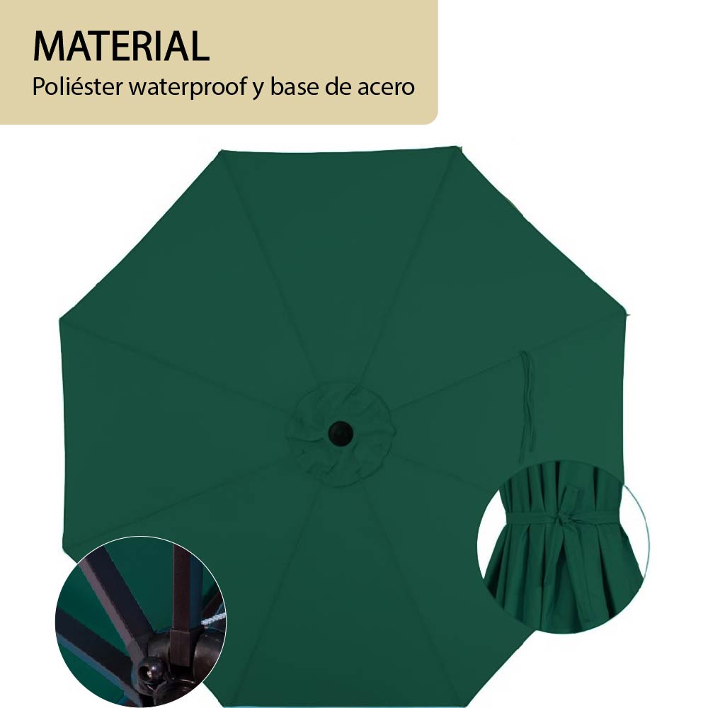 Sombrilla portátil con inclinación ajustable Verde