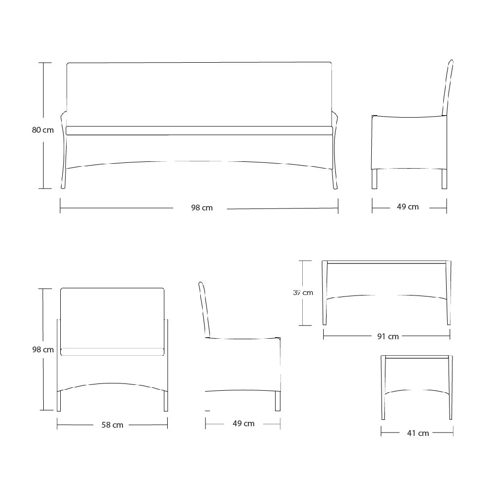 2 Salas de Jardin 4P Gris