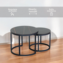Juego de Mesa de Centro de Piedra Sinterizado Negro
