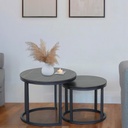 Juego de Mesa de Centro de Piedra Sinterizado Negro
