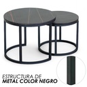 Juego de Mesa de Centro de Piedra Sinterizado Negro