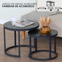 Juego de Mesa de Centro de Piedra Sinterizado Negro