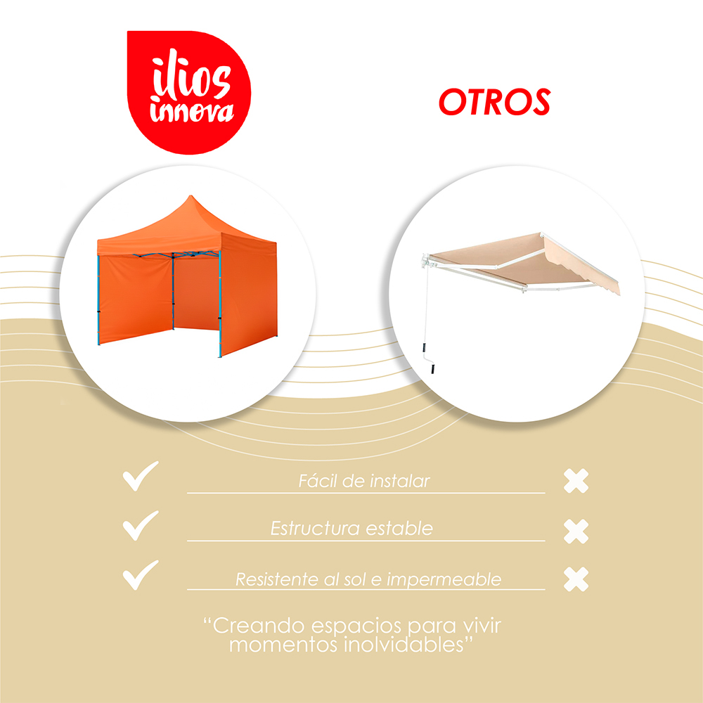 Toldo Plegable 3x3 con Paredes Naranja