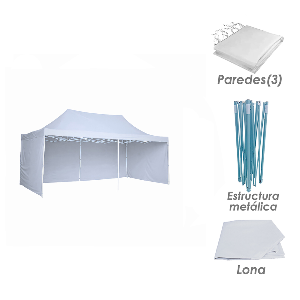 Toldo Plegable 3x4.5 con Paredes Blanco