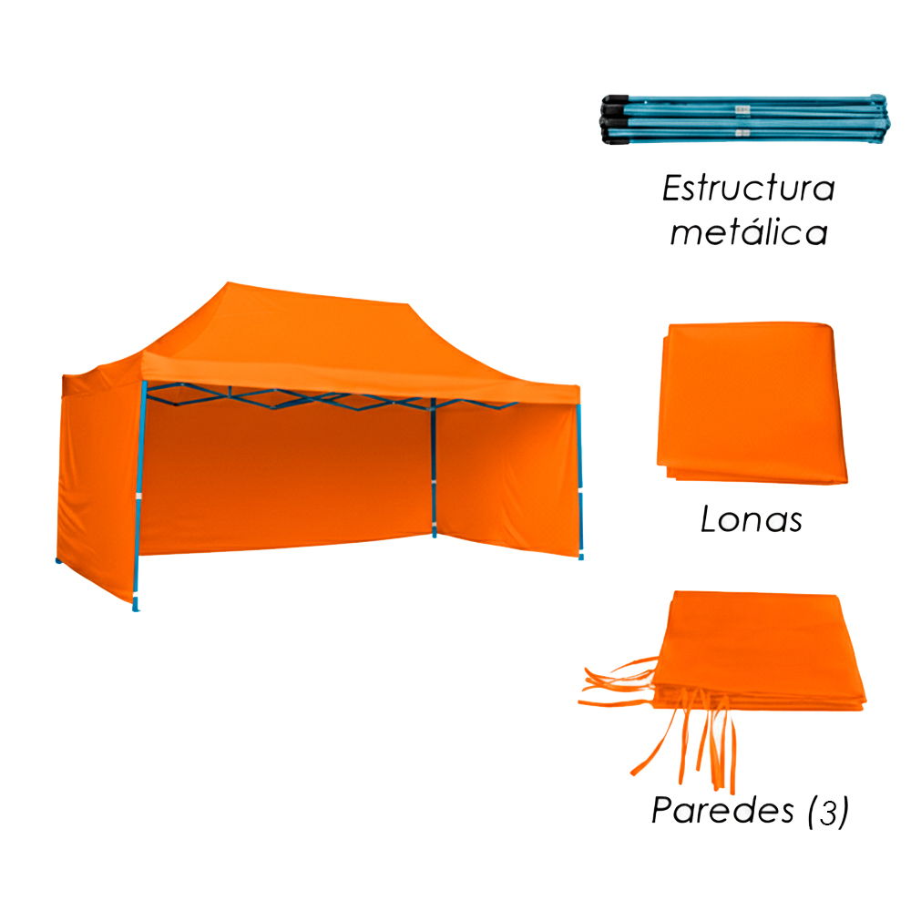 Toldo Plegable 3x4.5 con Paredes Naranja
