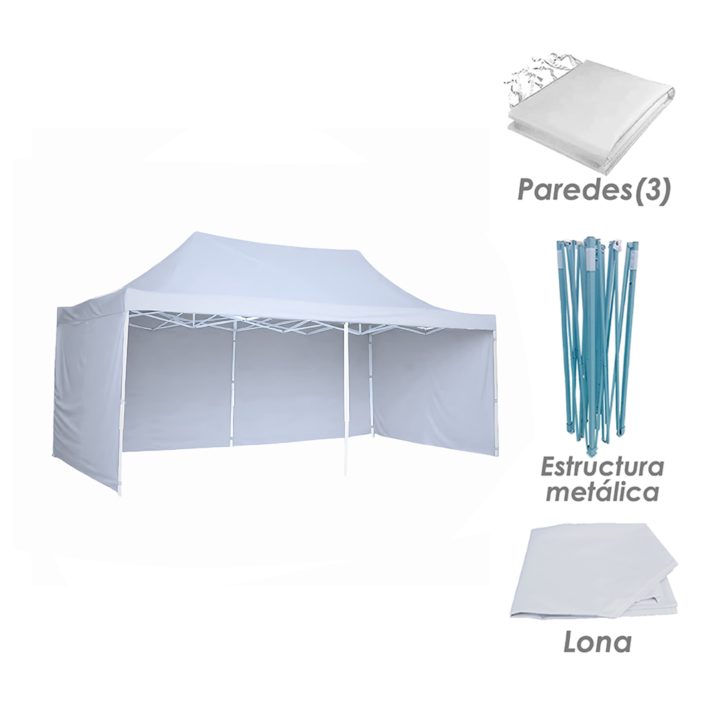 Toldo Plegable con Paredes 3x6 Blanco