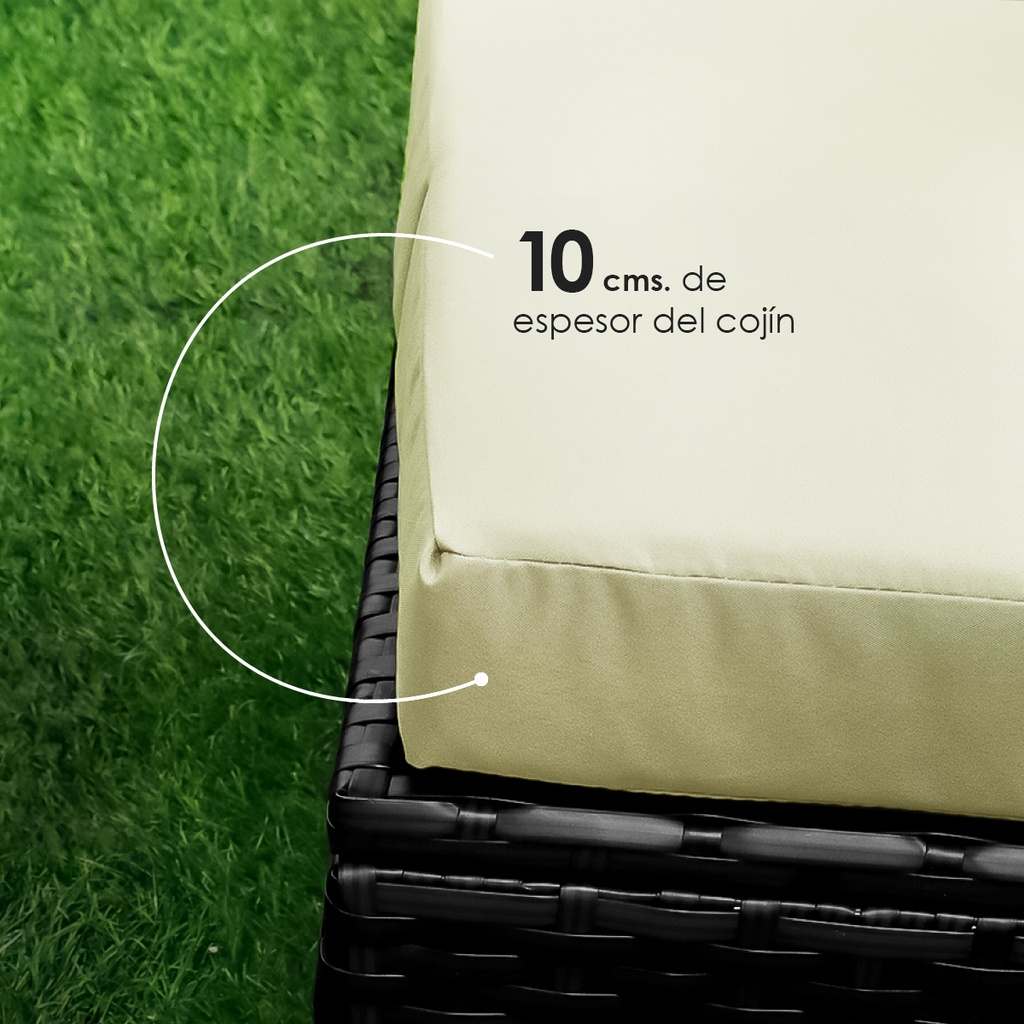 Juego de sala esquinera para jardín de mimbre exteriores negro
