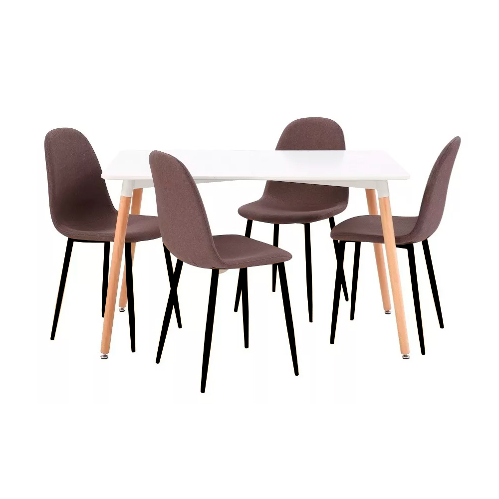 Mesa Comedor Oslo Blanca con 4 Sillas Cafe
