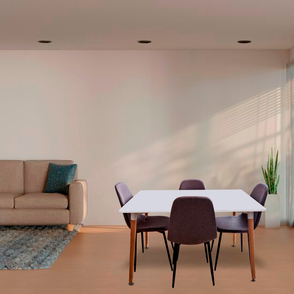 Mesa Comedor Oslo Blanca con 4 Sillas Cafe