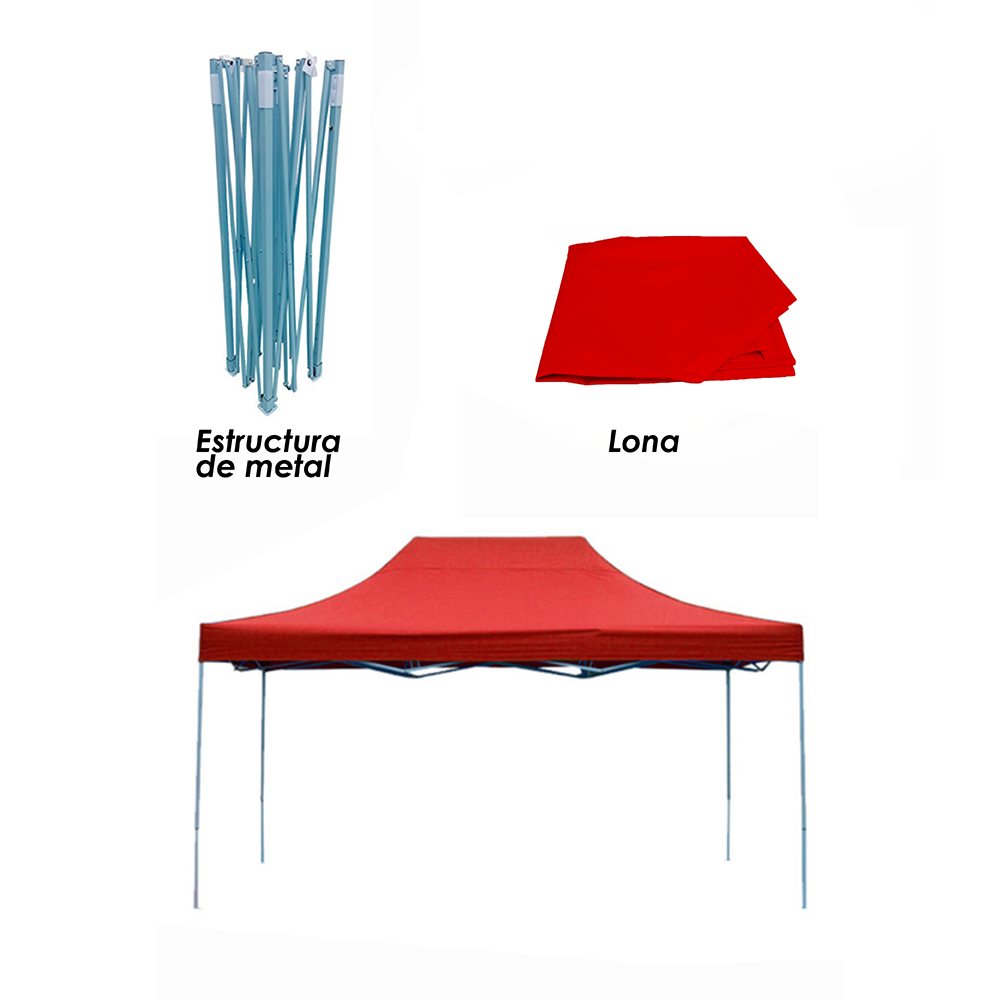Toldo Plegable 3x6 Rojo