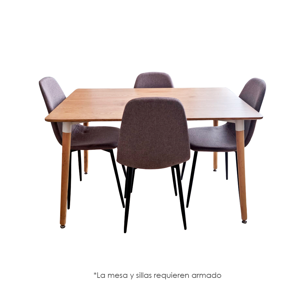 Mesa Comedor Oslo Madera con 4 Sillas Cafe